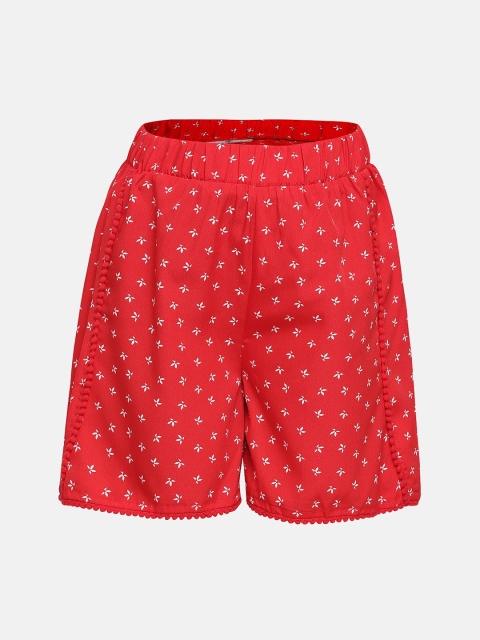 

Oxolloxo Girls Red Printed Regular Fit Regular Shorts