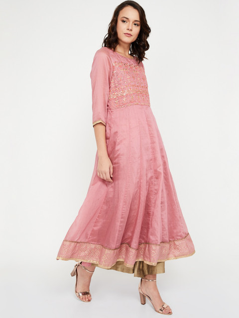 

Melange by Lifestyle Women Pink Embroidered Anarkali Kurta