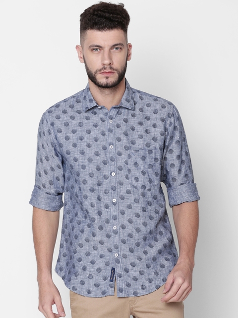 

Linen Club Men Grey Regular Fit Printed Casual Shirt