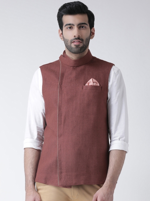 

Kisah Men Rust Red Solid Nehru Jackets