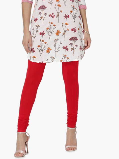 

Melange by Lifestyle Women Red Solid Churidar Length Leggings