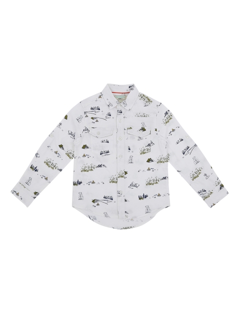 

Pantaloons Junior Boys White Regular Fit Printed Casual Shirt