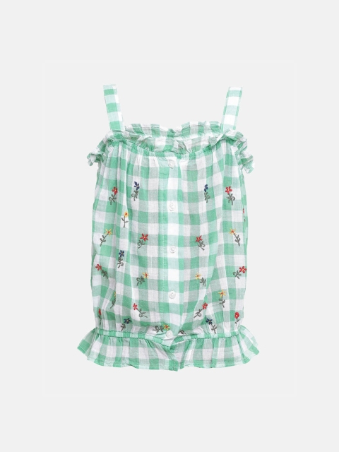 

Oxolloxo Girls White Checked Cinched Waist Top