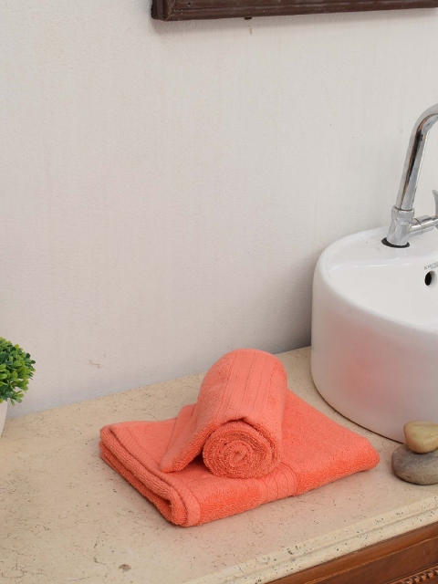 

Avira Home Unisex Set of 2 Coral Orange 600 GSM Hand Towels