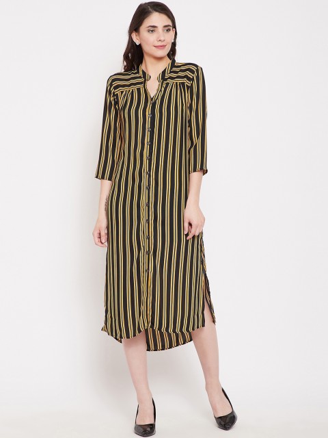 

Ruhaans Women Black & Yellow Shirt Dress