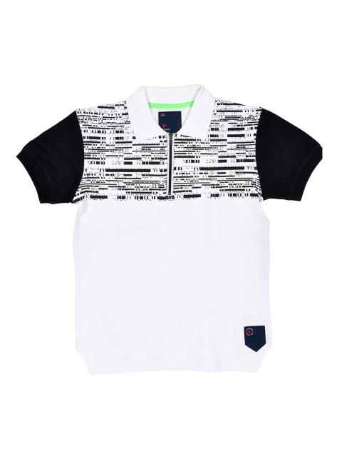

Lil Tomatoes Boys White & Black Printed Polo Collar T-shirt