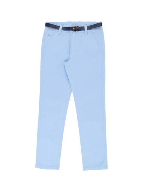 

Pantaloons Junior Boys Blue Regular Fit Solid Regular Trousers