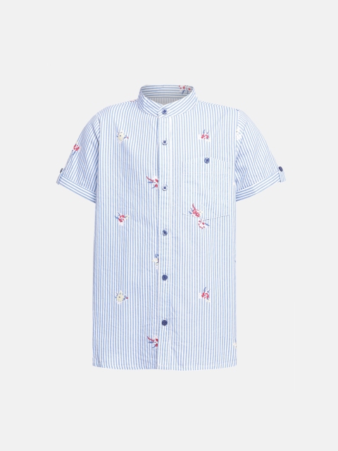 

Oxolloxo Boys White Regular Fit Striped Casual Shirt