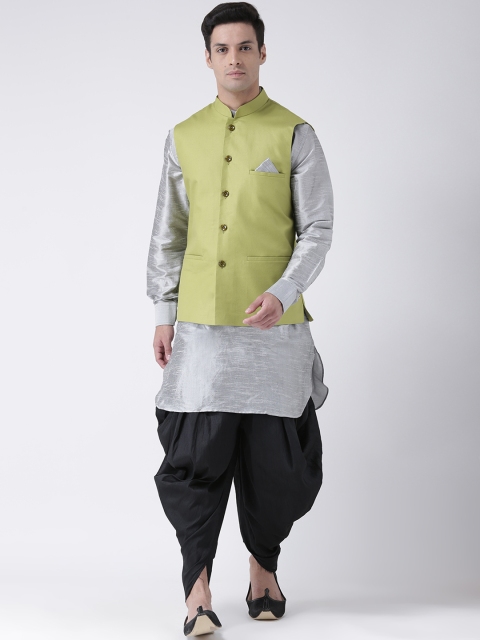 

DEYANN Men Grey & Black Solid Kurta with Dhoti Pants