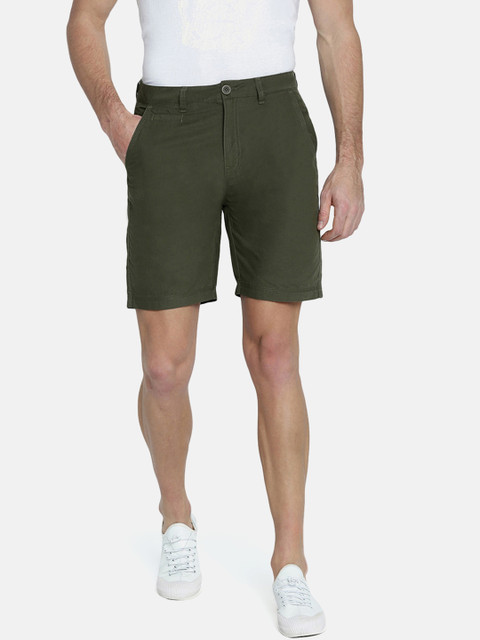 

Breakbounce Men Olive Green Solid Regular Fit Regular Shorts