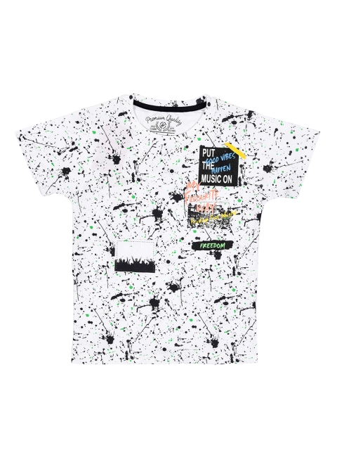 

Lil Tomatoes Boys White & Black Printed Round Neck T-shirt