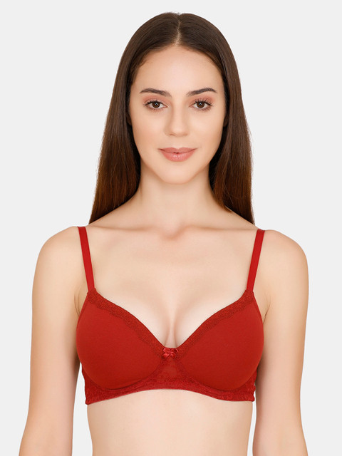 

Zivame Red Solid Non-Wired Lightly Padded T-shirt Bra ZI1662FASHZIRED