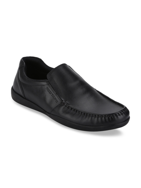 

Red Tape Men Black Solid Leather Formal Slip-Ons