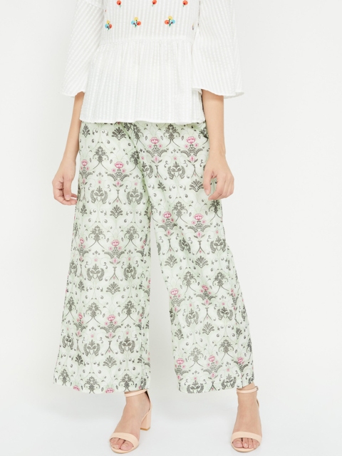 

Melange by Lifestyle Women Green Printed Wide Leg Palazzos