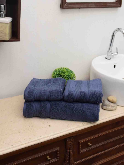 

Avira Home Unisex Set of 3 Blue Solid 550 GSM Towels