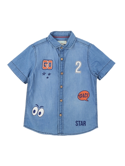 

Pantaloons Junior Boys Blue Regular Fit Printed Casual Shirt