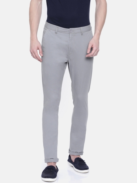 

Breakbounce Men Grey Skinny Fit Solid Regular Trousers