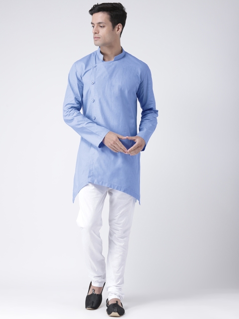 

DEYANN Men Blue & White Solid Kurta with Churidar