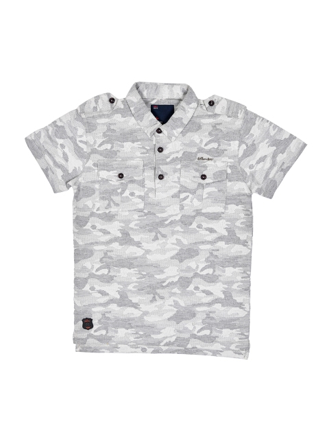 

Lil Tomatoes Boys Grey Printed Polo Collar T-shirt