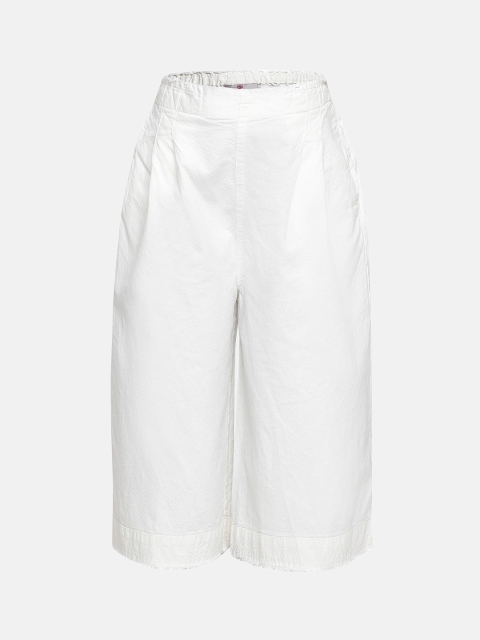 Oxolloxo Girls White Regular Fit Solid Culottes