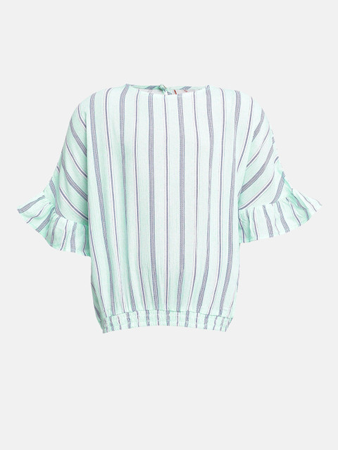 

Oxolloxo Girls Green Striped Blouson Top