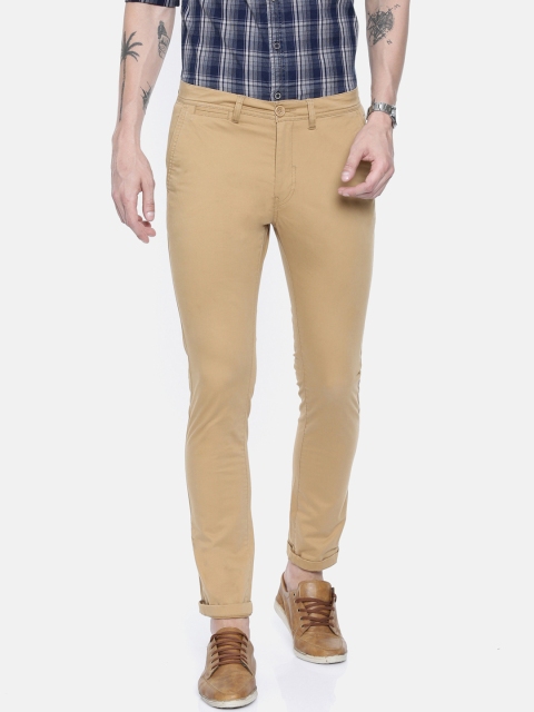 Breakbounce Men Beige Slim Fit Solid Chinos