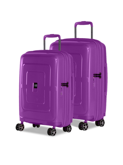 

Nasher Miles Set of 2 Purple Solid Amsterdam Hard-Sided Trolley Suitcases