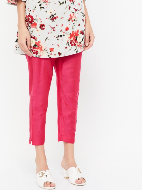 Melange by Lifestyle Women Pink Regular Fit Solid Cigarette Trousers