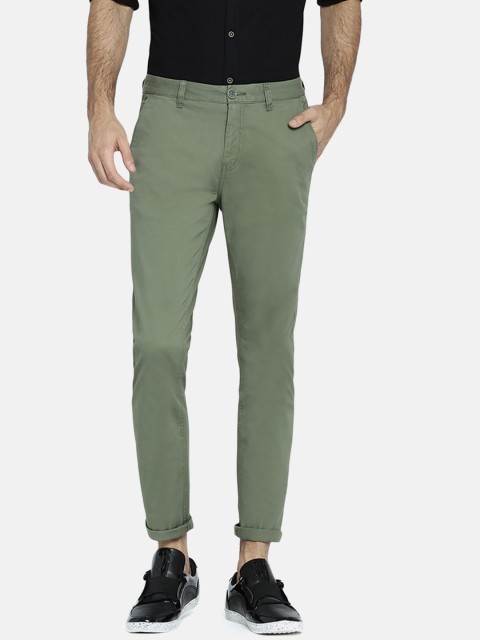 

Breakbounce Men Olive Green Skinny Fit Solid Regular Trousers