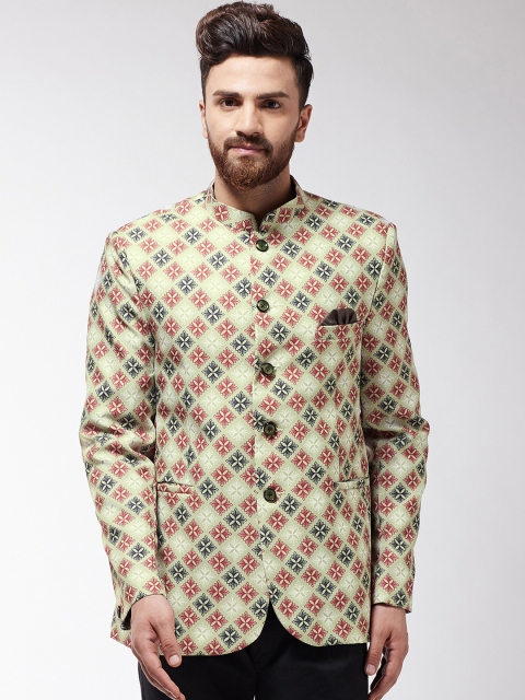 

SOJANYA Men Lime Green & Red Printed Blazer