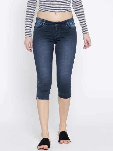 

Xpose Women Blue Solid Slim Fit Capris