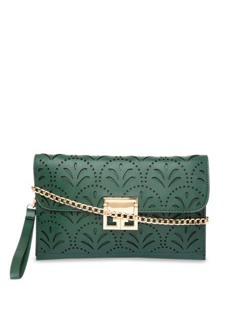 Satchel Bags Green Solid Clutch
