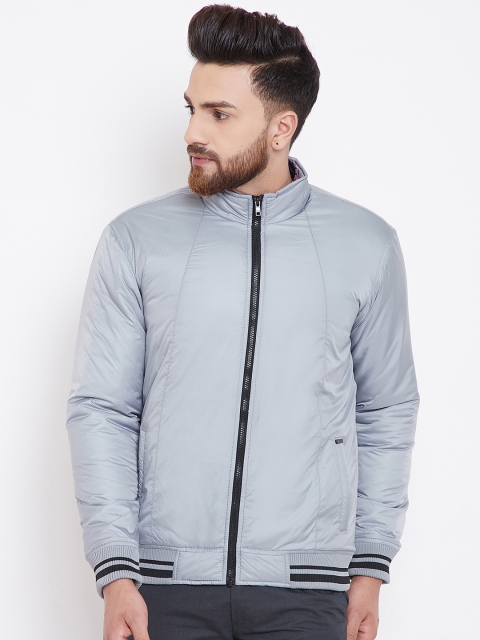 Canary London Men Grey Striped Lightweight Bomber Jacket