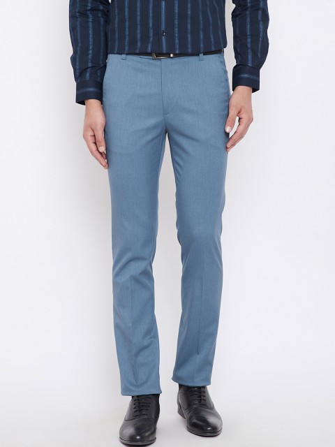 

Canary London Men Blue Smart Slim Fit Solid Regular Trousers
