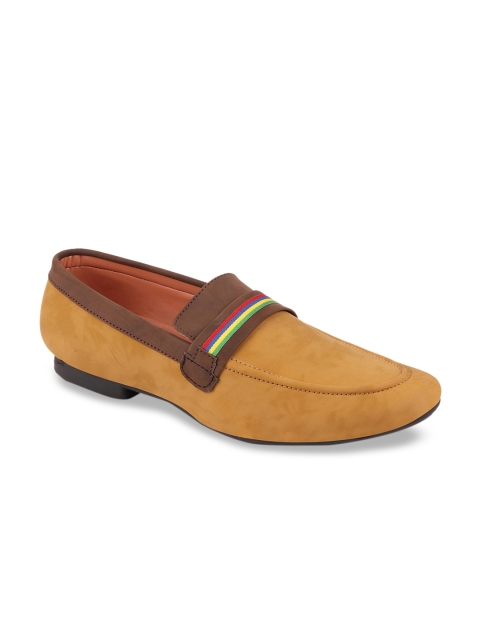 

FAUSTO Men Beige & Brown Colourblocked Loafers