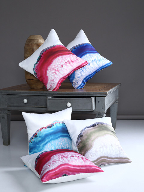 

Alina decor Multicoloured Set of 5 Abstract Square Cushion Covers, Multi