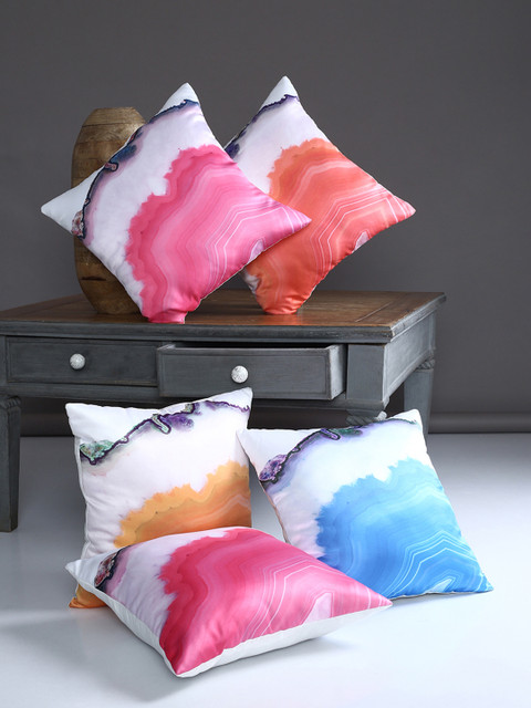 

Alina decor Set of 5 Abstract Square Cushion Covers, Multi