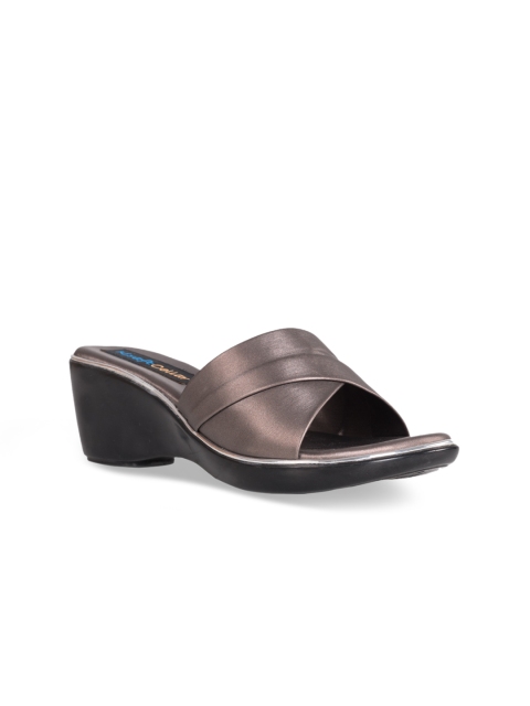 

Kraft Cellar Women Grey & Silver-Toned Solid Mules