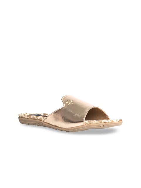 

Kraft Cellar Women Gold-Toned Solid Open Toe Flats