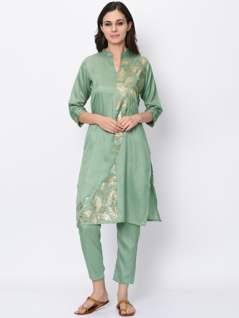 

ZIYAA Women Green Printed Straight Kurta