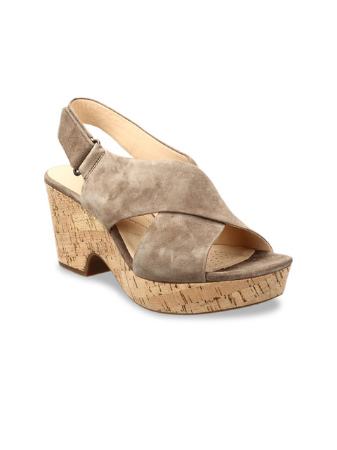 

Clarks Women Beige Solid Leather Heels