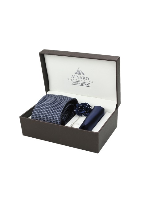 

Alvaro Castagnino Men Blue & Silver-Toned Accessory Gift Set