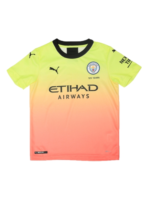 

Puma Unisex Yellow & Peach-Coloured Dyed Round Neck Manchester City FC T-shirt