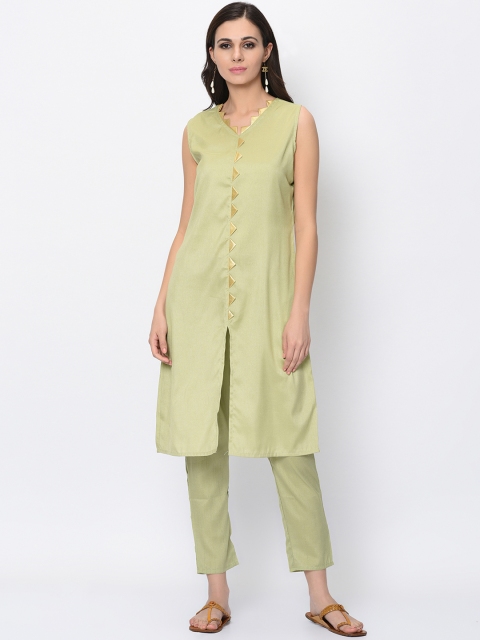 

ZIYAA Women Green Solid Straight Kurta