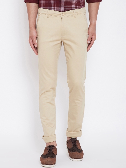 

Canary London Men Cream-Coloured Smart Slim Fit Solid Regular Trousers