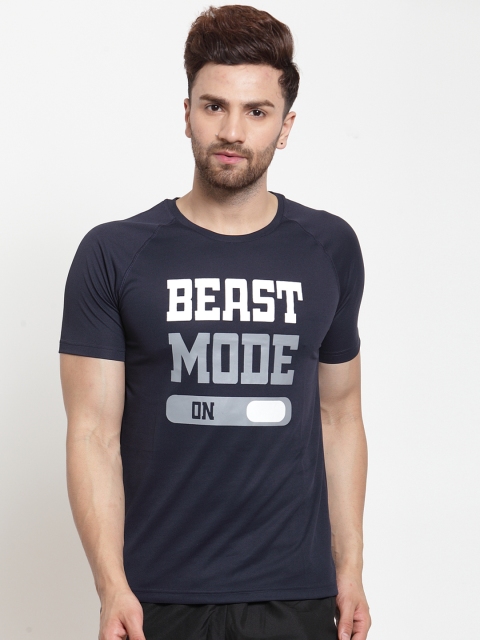 

Invincible Men Navy Blue Printed Round Neck T-shirt