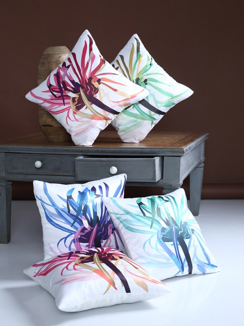 

Alina decor Multicoloured Set of 5 Abstract Square Cushion Covers, Multi