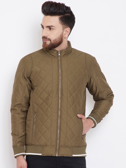 

Canary London Men Khaki Self Design Lightweight Bomber Jacket