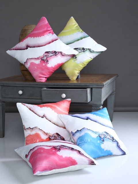 

Alina decor Multicoloured Set of 5 Abstract Square Cushion Covers, Multi