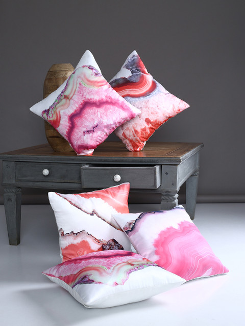 

Alina decor Multicoloured Set of 5 Abstract Square Cushion Covers, Multi